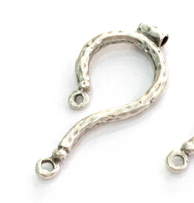 Antique Silver Plated Brass  Bezel Connector   G2551