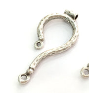 Antique Silver Plated Brass  Bezel Connector   G2551