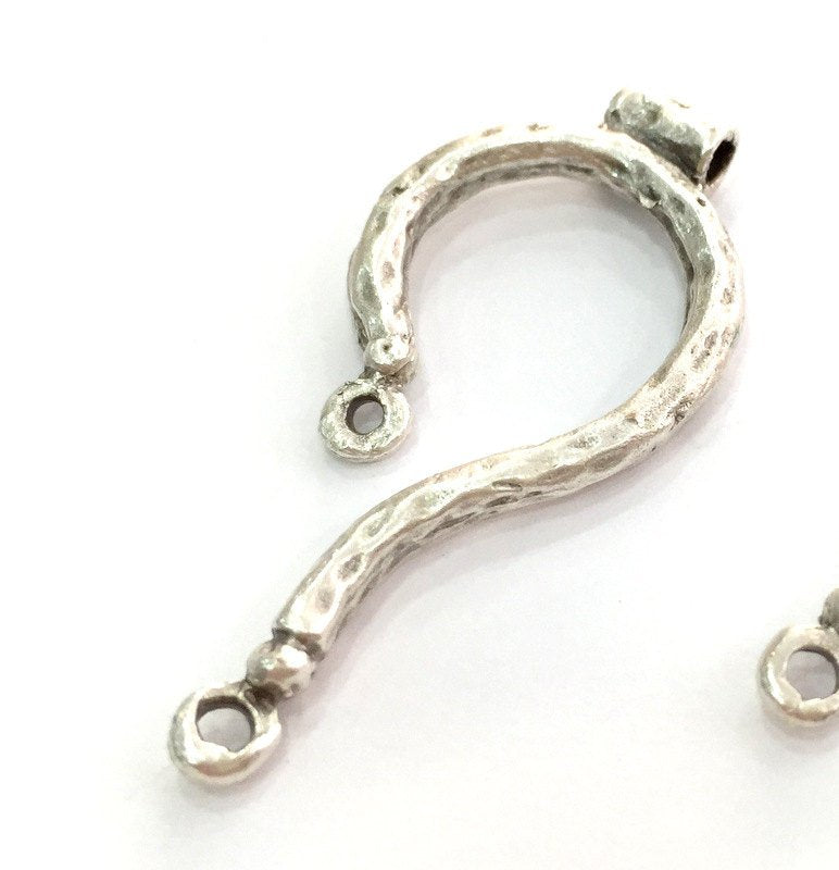 Antique Silver Plated Brass  Bezel Connector   G2551