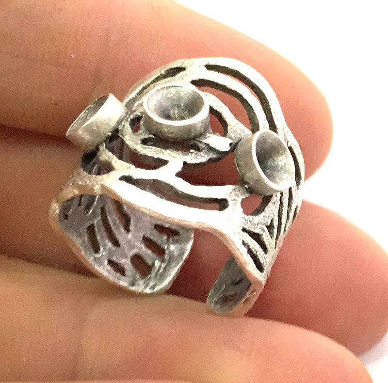 Adjustable Ring Blank (4mm and 5mm Blank) , Antique Silver Plated Brass G3554