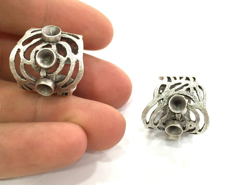 Adjustable Ring Blank (4mm and 5mm Blank) , Antique Silver Plated Brass G3554