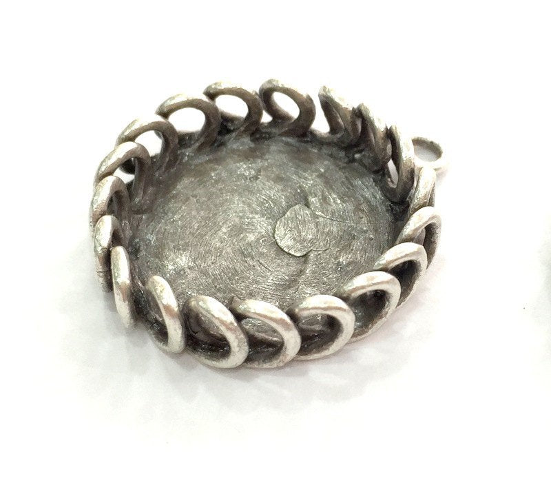 Antique Silver Plated Brass  Mountings , Blanks (20 mm blank) G3555
