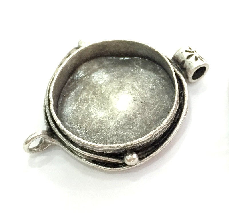 Antique Silver Plated Brass  Mountings , Blanks (25 mm blank) G3559