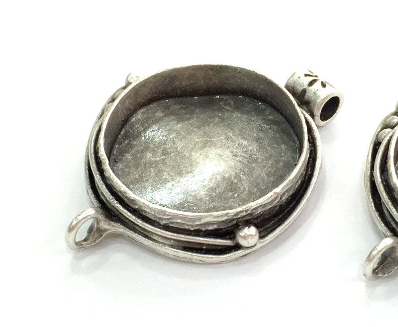 Antique Silver Plated Brass  Mountings , Blanks (25 mm blank) G3559