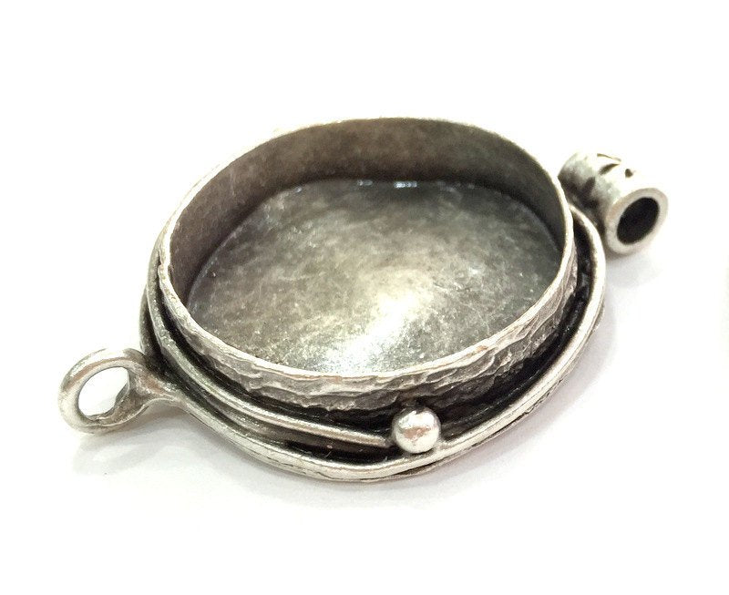 Antique Silver Plated Brass  Mountings , Blanks (25 mm blank) G3559