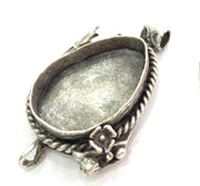 Antique Silver Plated Brass  Mountings , Blanks 49x30 mm (30x22 mm blank) G3563