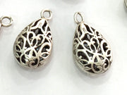 2 pcs (20x12 mm) Antique Silver Plated Brass Drop Charms G3574