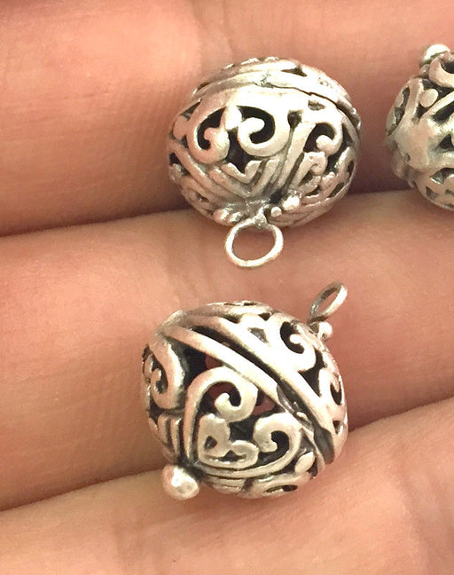 2 pcs (18x14 mm) Antique Silver Plated Brass Charms G3575