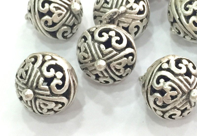 2 pcs (18x14 mm) Antique Silver Plated Brass Charms G3575