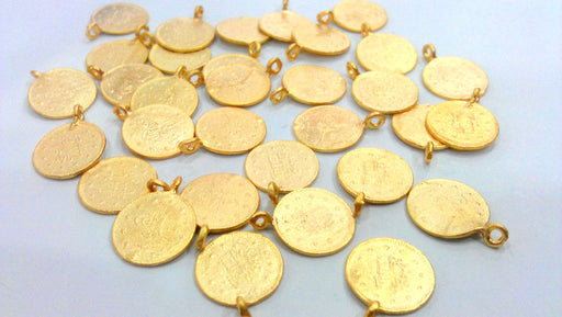 150 Pcs (14mm)   Ottoman Signature Charms, Gold Plated Brass   G12938