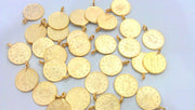 30 Pcs (14mm)   Ottoman Signature Charms, Gold Plated Brass   G12938