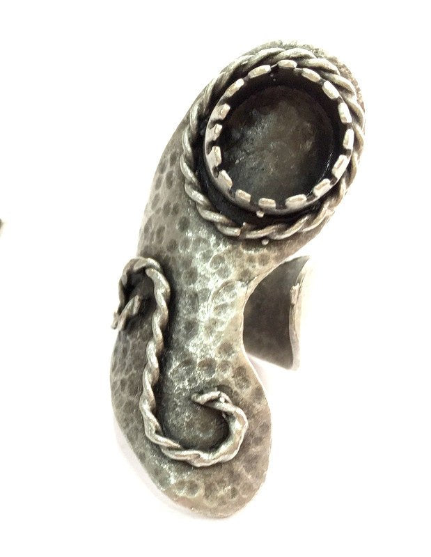 Adjustable Ring Blank (12mm Blank), Antique Silver Plated Brass G3516