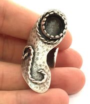 Adjustable Ring Blank (12mm Blank), Antique Silver Plated Brass G3516