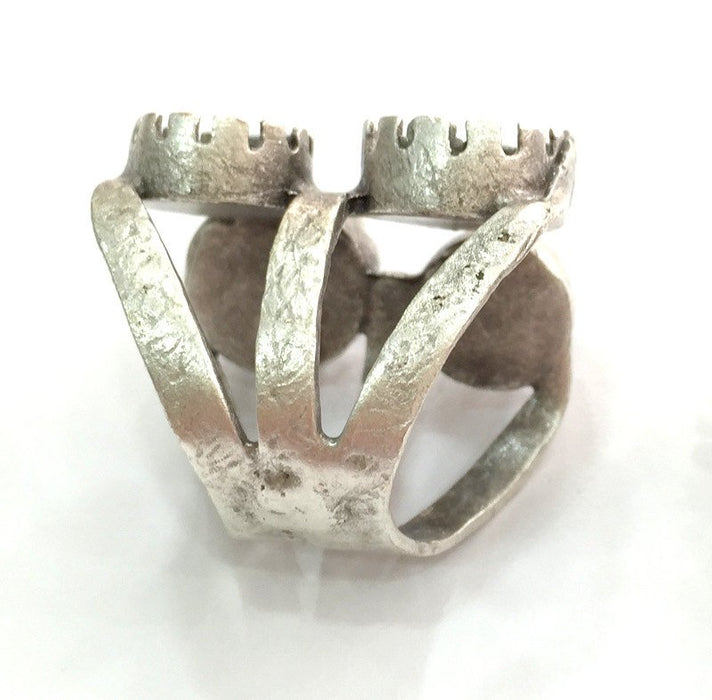Adjustable Thumb Ring Blank, Antique Silver Plated Brass G3518