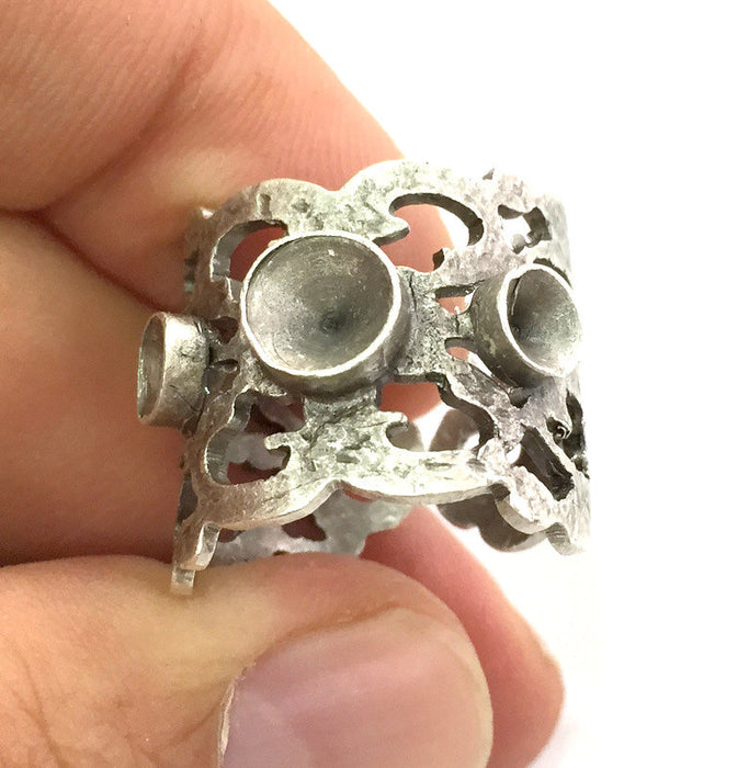 Adjustable Ring Blank (4mm and 5mm Blank) , Antique Silver Plated Brass G3519