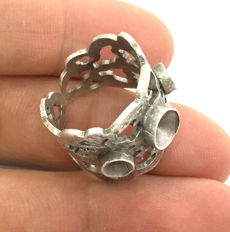 Adjustable Ring Blank (4mm and 5mm Blank) , Antique Silver Plated Brass G3519
