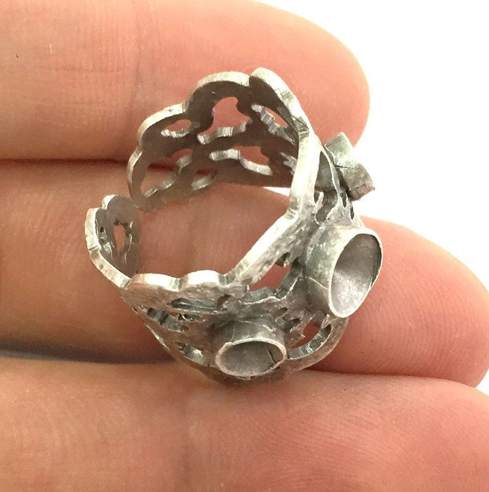 Adjustable Ring Blank (4mm and 5mm Blank) , Antique Silver Plated Brass G3519