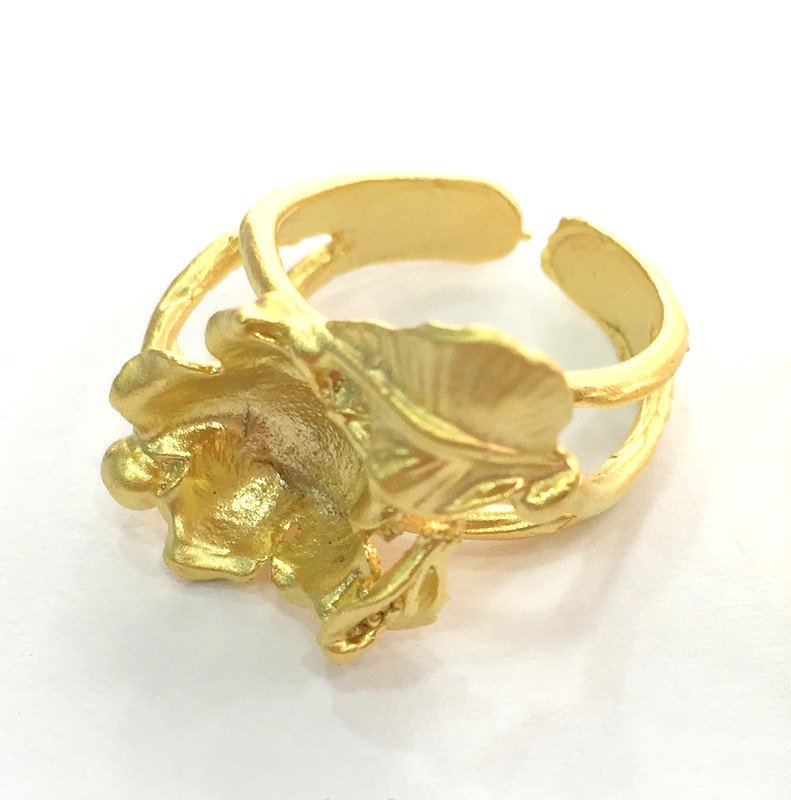 Adjustable Ring Blank (10mm Blank) , Gold Plated Brass G3526