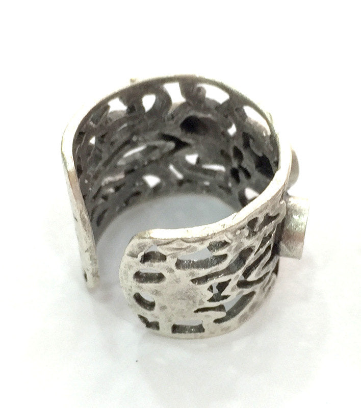 Adjustable Ring Blank (4mm and 5mm Blank) , Antique Silver Plated Brass G3527