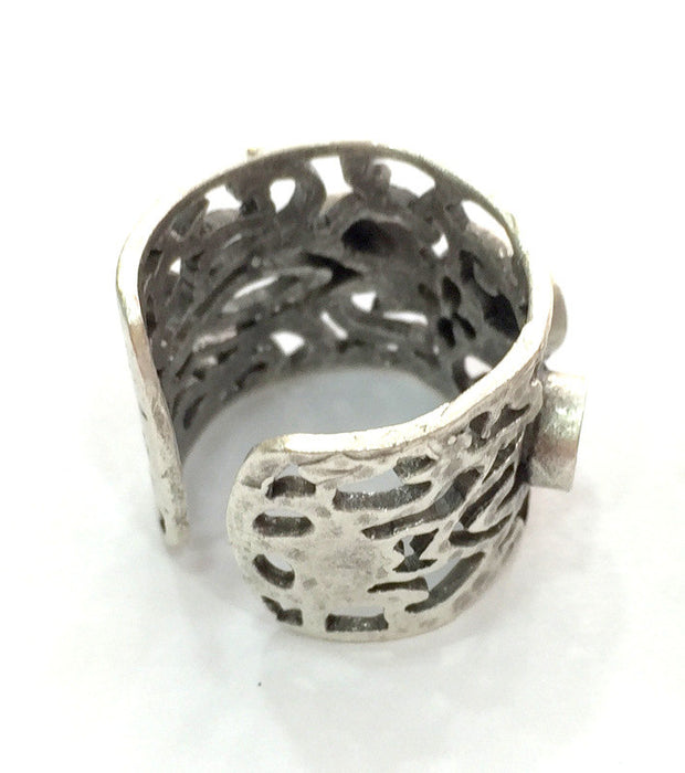 Adjustable Ring Blank (4mm and 5mm Blank) , Antique Silver Plated Brass G3527