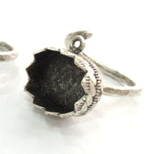 Ring Blank Base Bezel Setting Adjustable  Blank,(14x10mm Blank)  , Antique Silver Plated Brass G3533