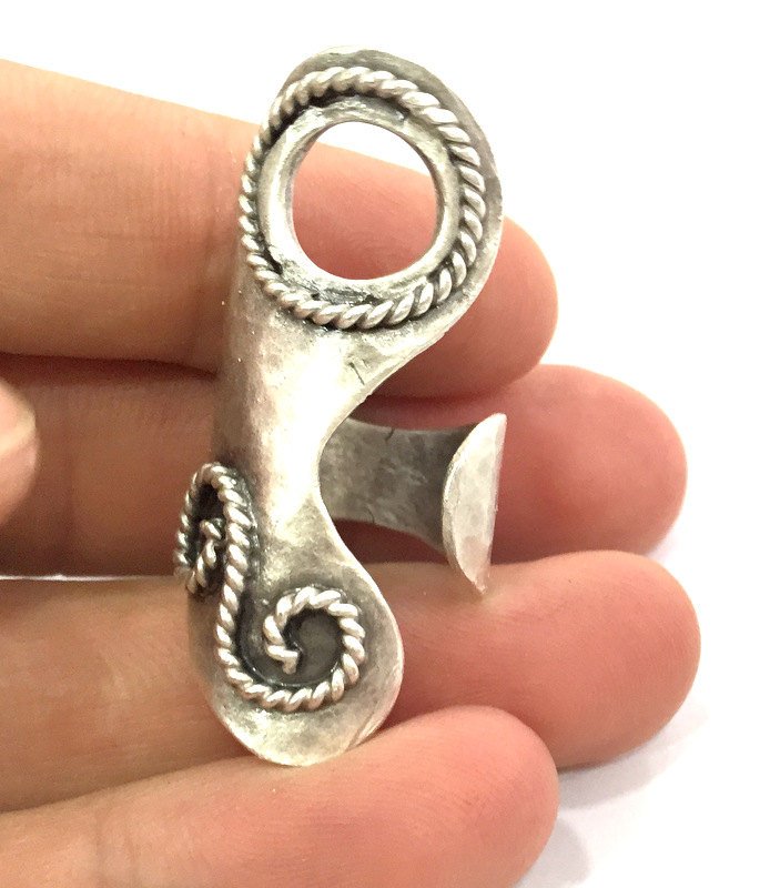 Adjustable Ring Blank (12mm Blank) , Antique Silver Plated Brass G10248