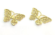 2 Raw Brass Butterfly Charms 30x20 mm G3576