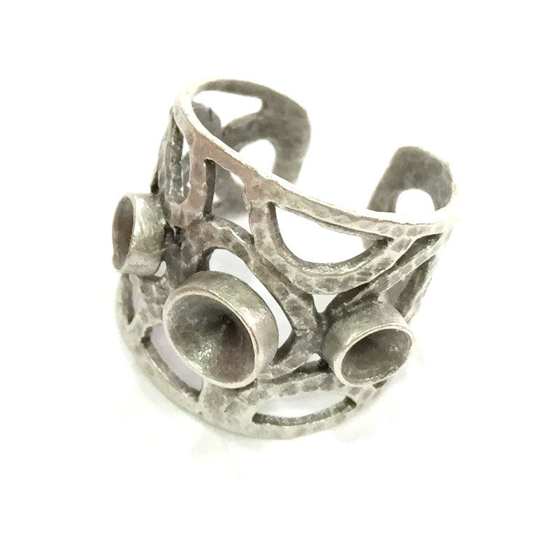 Adjustable Ring Blank (4mm and 5mm Blank) , Antique Silver Plated Brass G16741