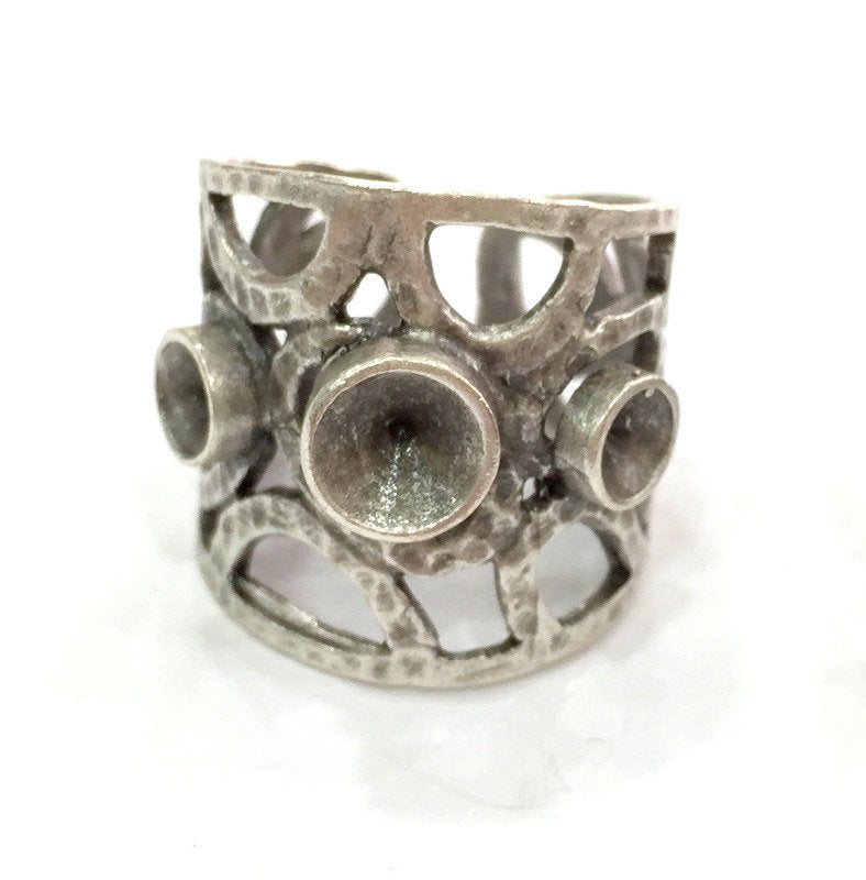 Adjustable Ring Blank (4mm and 5mm Blank) , Antique Silver Plated Brass G16741