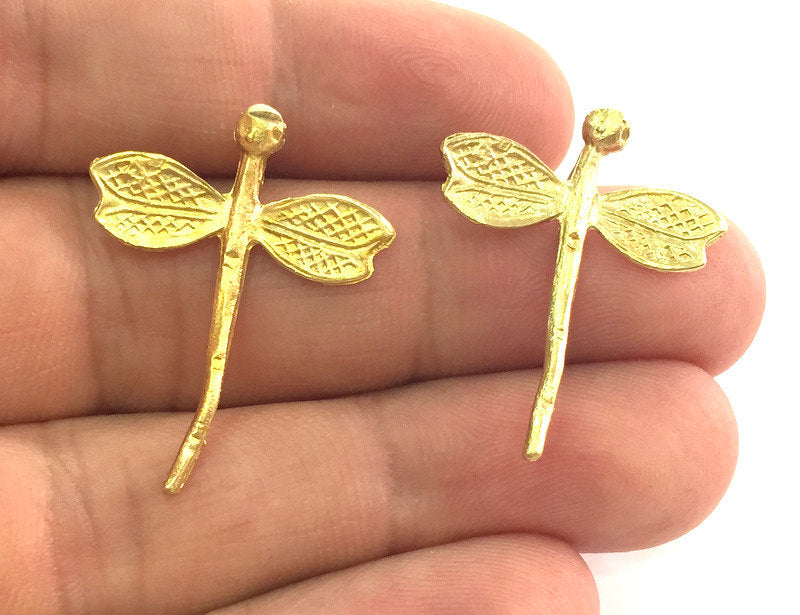 2 Raw Brass Butterfly Charms 30x23 mm G3577