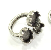 Adjustable Ring Blank (10mm 12mm 14x10mm Blank) , Antique Silver Plated Brass G3549