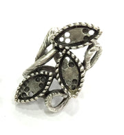 Adjustable Ring Blank  (16x8mm Blank)  , Antique Silver Plated Brass G3550