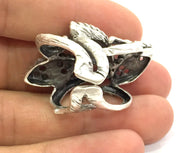 Adjustable Ring Blank  (16x8mm Blank)  , Antique Silver Plated Brass G3550