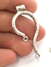 Antique Silver Plated Brass  Bezel Connector   G2551