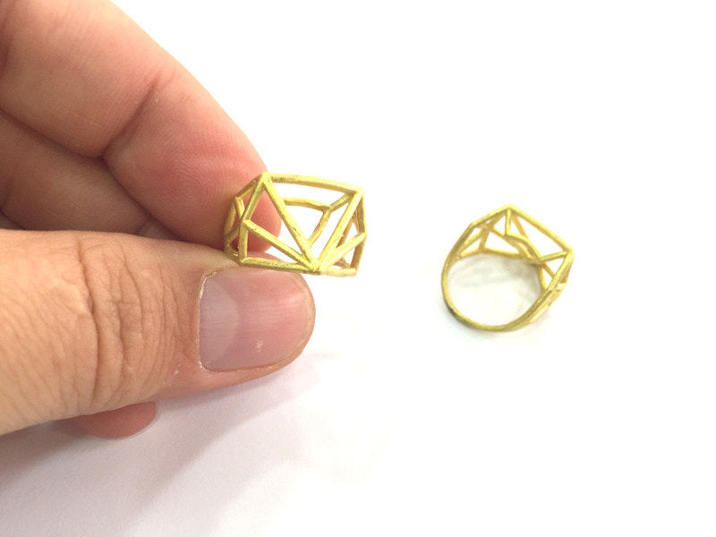 Raw Brass Geometric Ring Blank (11x11x11mm blank),  Findings G3579