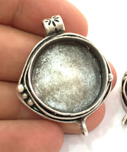 Antique Silver Plated Brass  Mountings , Blanks (25 mm blank) G3559