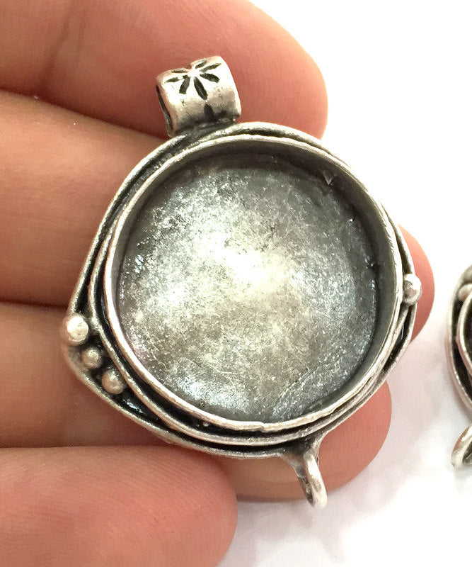 Antique Silver Plated Brass  Mountings , Blanks (25 mm blank) G3559
