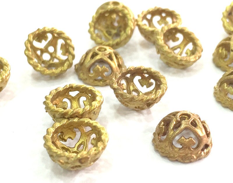 4 Raw Brass Caps Findings 10x5mm G3592