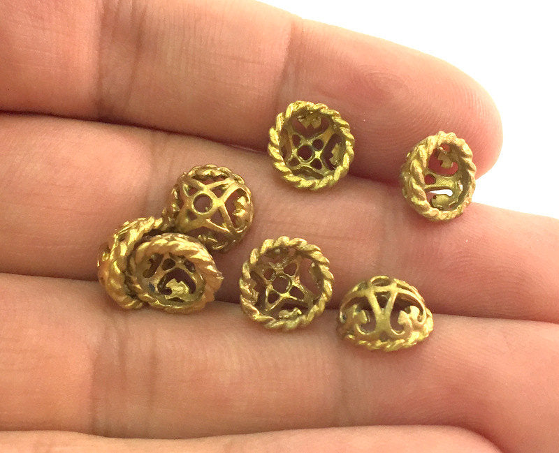 4 Raw Brass Caps Findings 10x5mm G3592