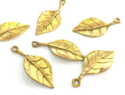 2 Raw Brass Flower Charms 35x15 mm G3594