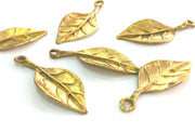 2 Raw Brass Flower Charms 35x15 mm G3594