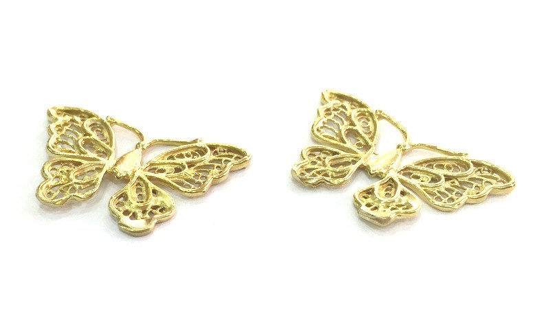 2 Raw Brass Butterfly Charms 30x20 mm G3576