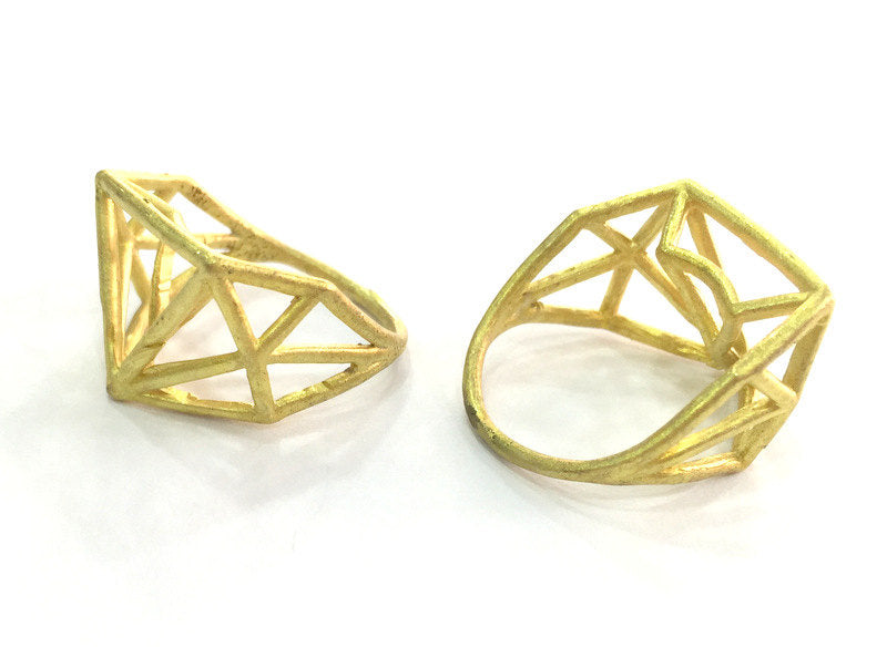 Raw Brass Geometric Ring Blank (11x11x11mm blank),  Findings G3579