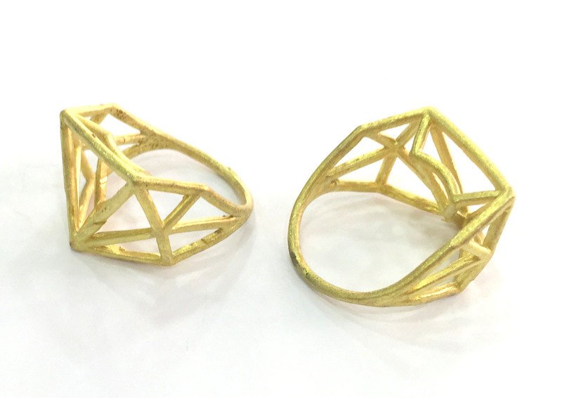 Raw Brass Geometric Ring Blank (11x11x11mm blank),  Findings G3579