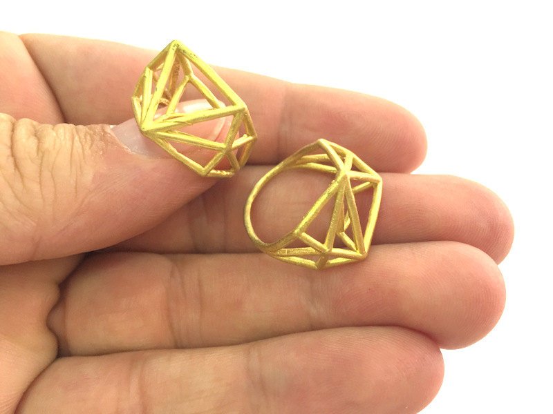 Raw Brass Geometric Ring Blank (11x11x11mm blank),  Findings G3579