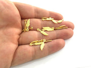 10 Pcs (17x4 mm)  Leaf Charms , Gold Plated Metal G3600