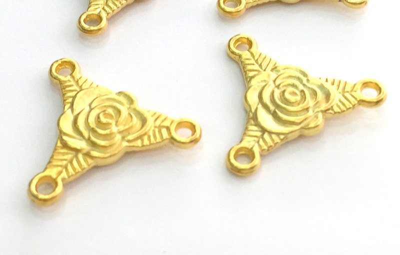 2Pcs (20 mm)  Leaf Connector  Charms ,Gold Plated Metal G3602