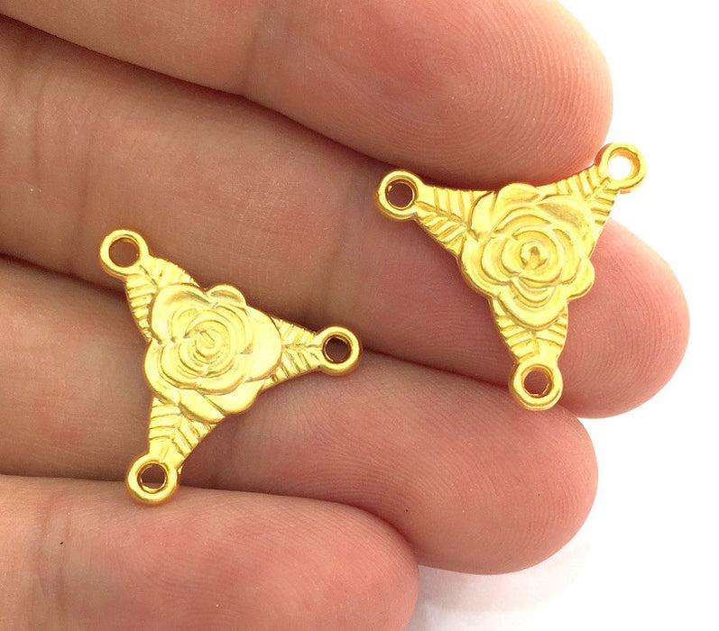 2Pcs (20 mm)  Leaf Connector  Charms ,Gold Plated Metal G3602