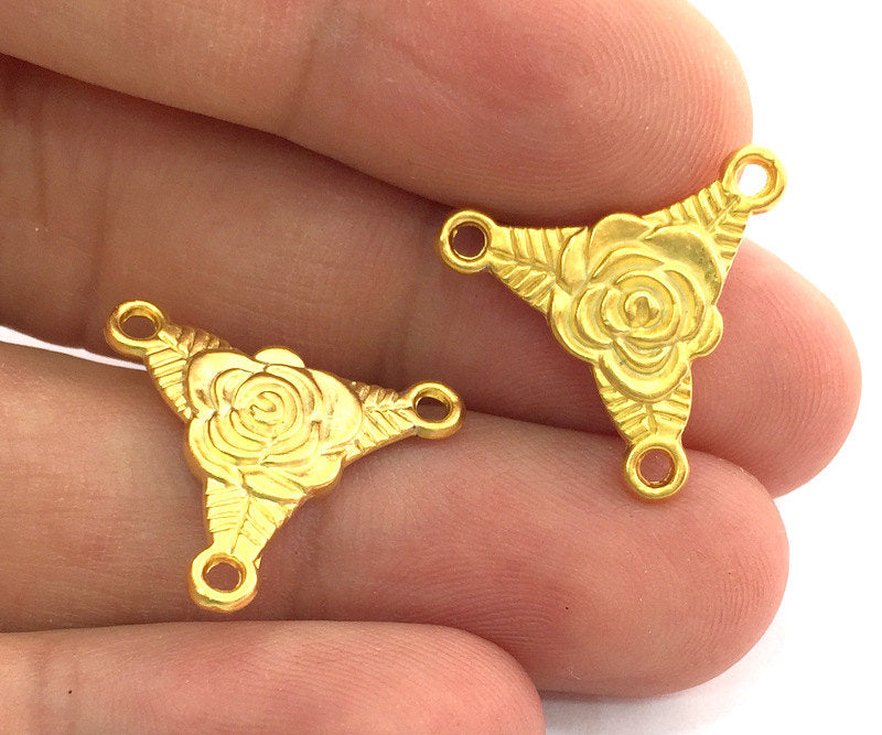 2Pcs (20 mm)  Leaf Connector  Charms ,Gold Plated Metal G3602