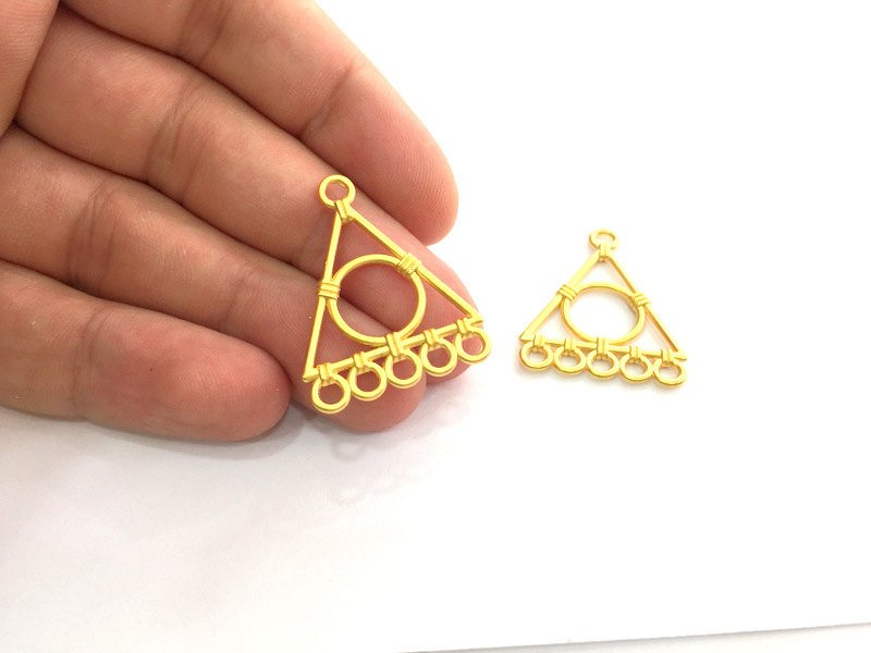 2 Gold Plated Triangle Charm Connector (33x23 mm)  G3605